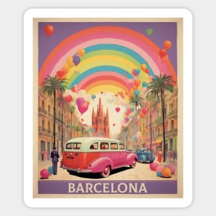 Barcelona Spain Valentine's Day Vintage Retro Sticker